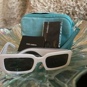Dolce & Gabbana White Sunglasses with Teal Case